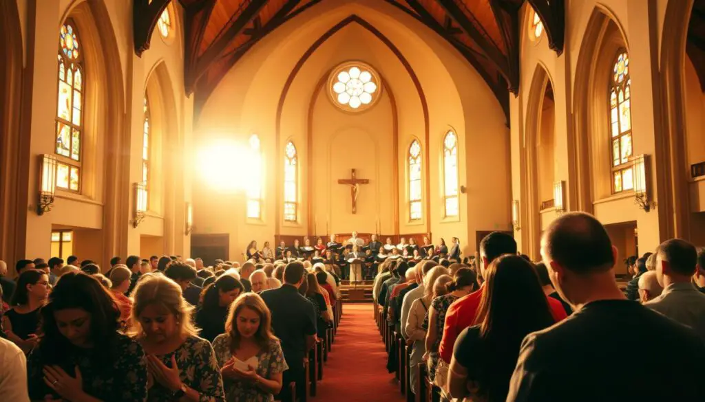 diverse congregation worship