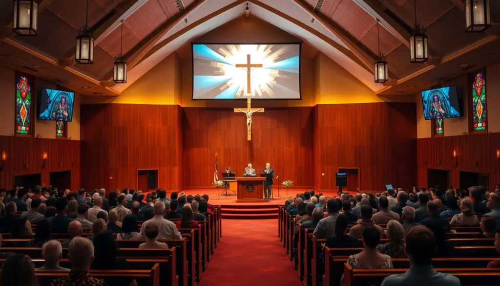 worship service with multimedia elements