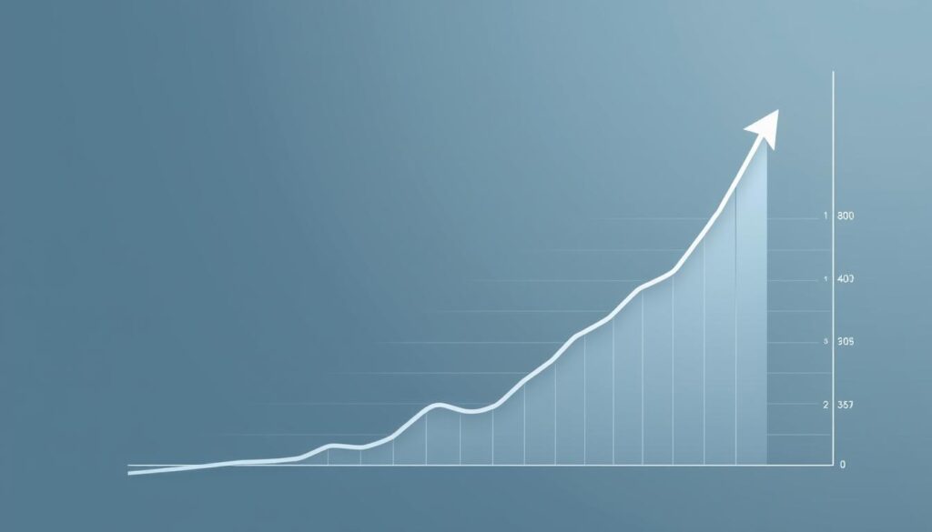 A detailed economic growth chart depicting a vibrant upward trajectory, with clean lines and a crisp, professional appearance. The chart is rendered in a minimalist style, with a neutral color palette of blues, grays, and whites, creating a sense of balance and sophistication. The background is a seamless gradient, providing a clean, uncluttered canvas for the data visualization. The chart elements, such as the x and y axes, gridlines, and data points, are rendered with precision and clarity, conveying a sense of authority and credibility. The overall composition evokes a mood of progress, prosperity, and the power of hard work.