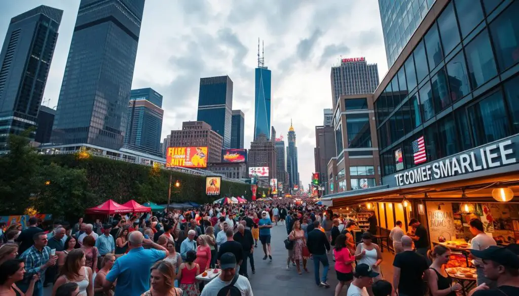 Vibrant city life and community events in Dallas