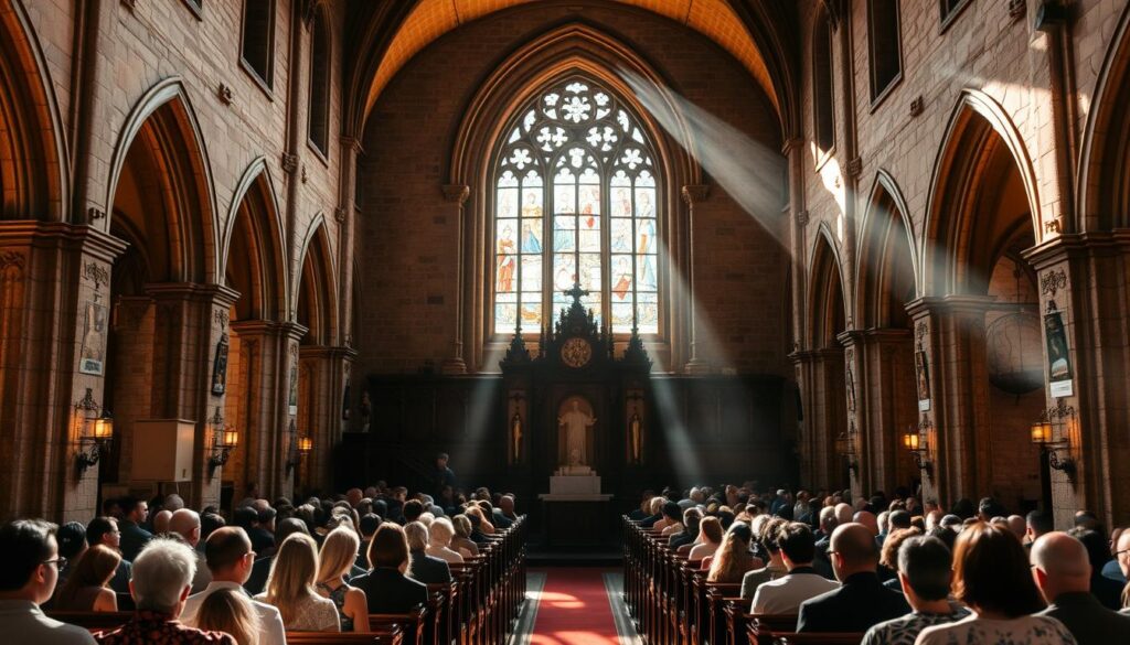 Historic Protestant temple in France with modern worshipers