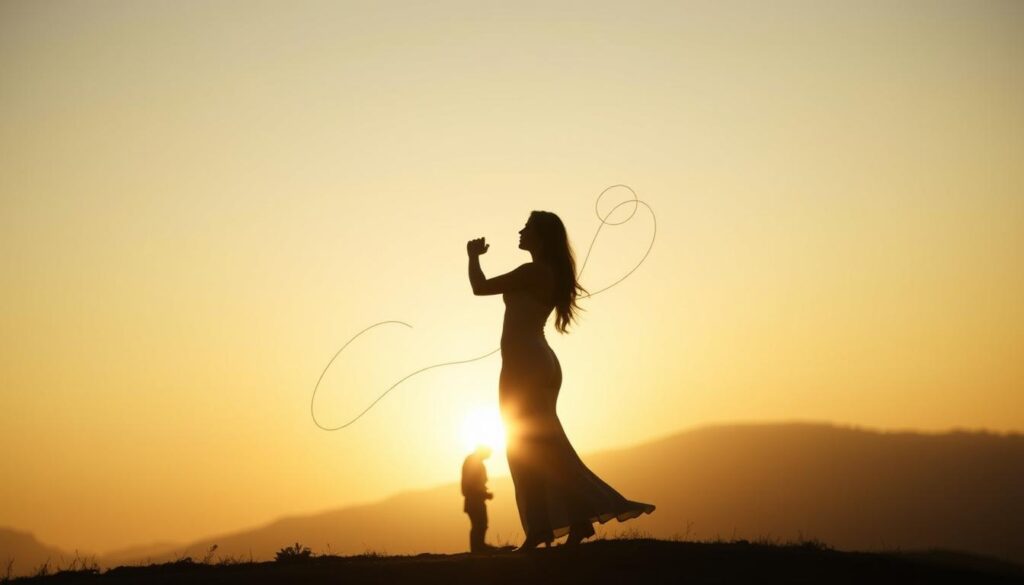 A serene, minimalist composition capturing the essence of "Theology of the Body." In the foreground, a tranquil, silhouetted couple embracing, their bodies forming a symbolic infinity symbol. Soft, warm lighting illuminates their embrace, casting a gentle glow. In the middle ground, delicate, abstract shapes and lines evoke the interconnectedness of the spiritual and physical realms. The background is a muted, ethereal landscape, hinting at the divine mystery that underpins the theology. The overall mood is one of contemplation, reverence, and the profound beauty of the human person.